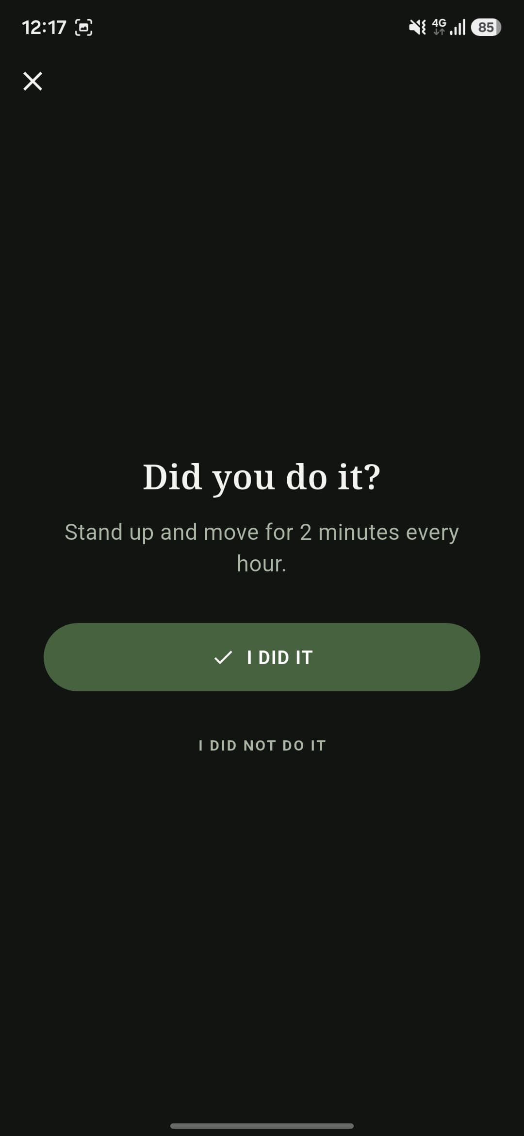 Check-in screen in the Become app, asking whether today's promise was kept
